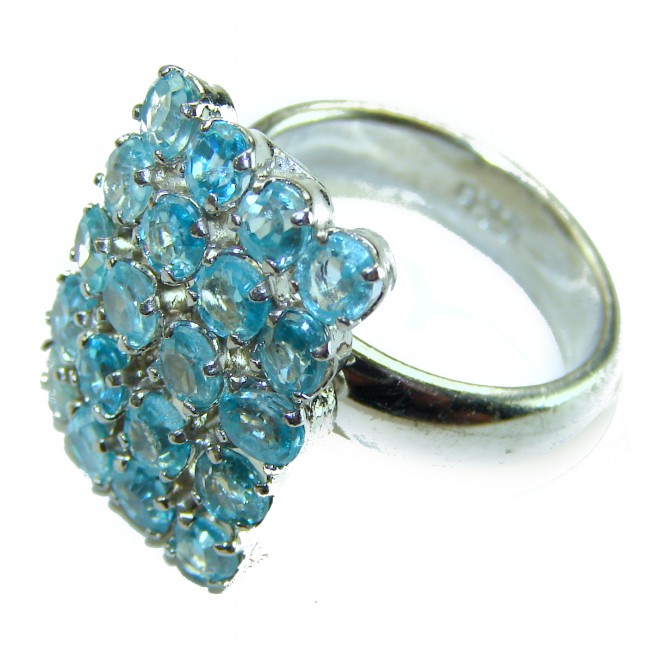 Atlantica 22.7 carat Swiss Blue Topaz .925 Sterling Silver Handcrafted Statement Large ring size 6 1/4 - photo 1