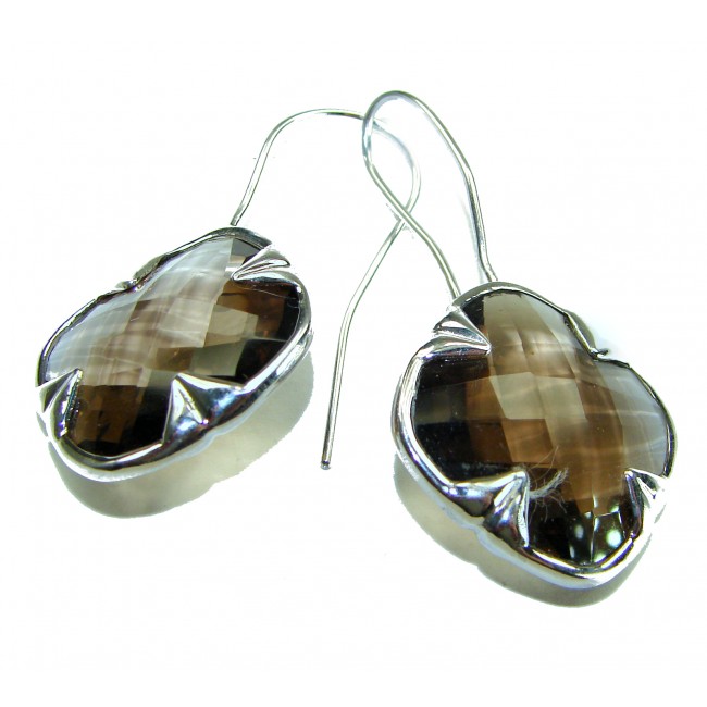 Alessandra 22.5 carat Champagne Smoky Topaz .925 Sterling Silver handmade Earrings