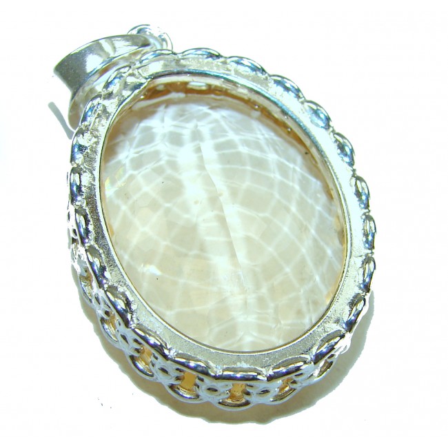 Perfection Oval cut 37.3 carat Lemon Quartz .925 Sterling Silver handcrafted LARGE pendant