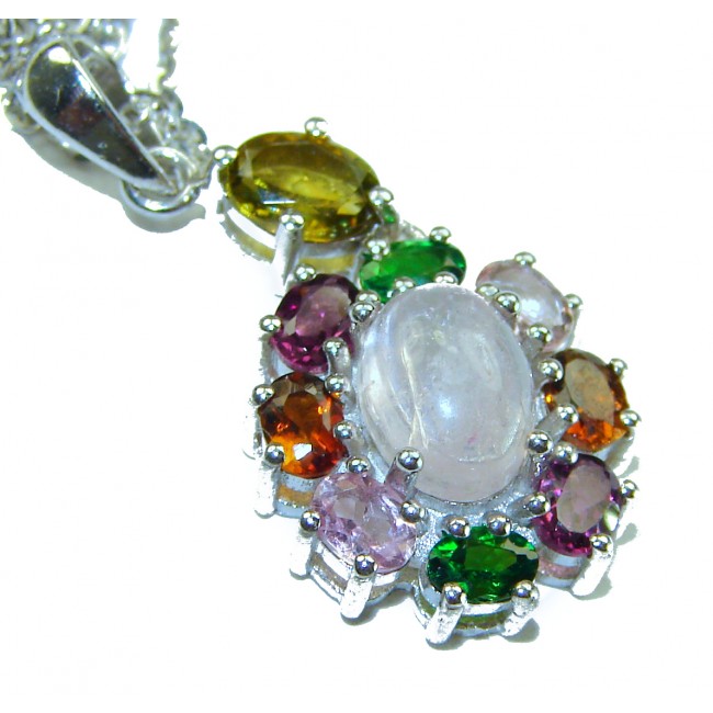 Red Rose authentic Rose Quartz .925 Sterling Silver handcrafted necklace