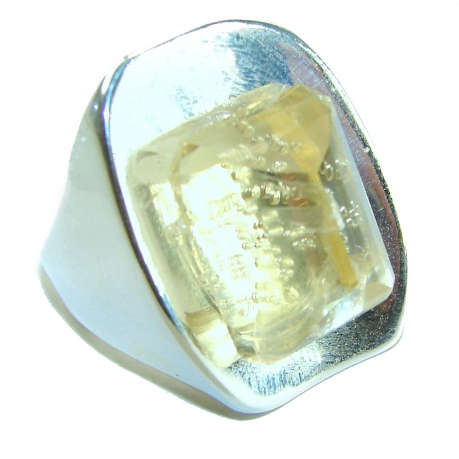 Celtic Spirit authentic fancy cut 11.5 carat Citrine .925 Sterling Silver handcrafted Statement Ring s. 9 1/2