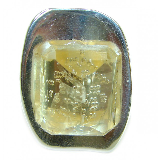 Celtic Spirit authentic fancy cut 11.5 carat Citrine .925 Sterling Silver handcrafted Statement Ring s. 9 1/2