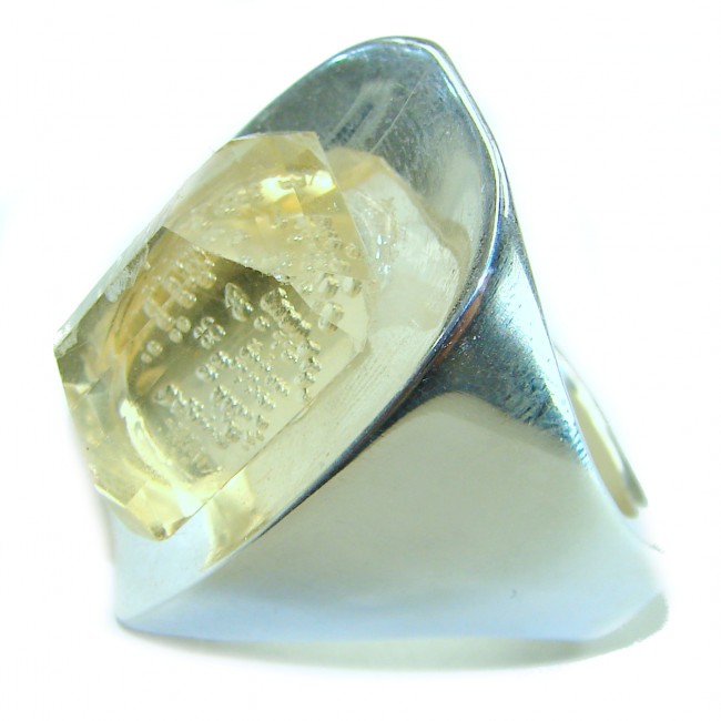 Celtic Spirit authentic fancy cut 11.5 carat Citrine .925 Sterling Silver handcrafted Statement Ring s. 9 1/2