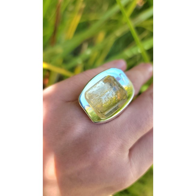 Celtic Spirit authentic fancy cut 11.5 carat Citrine .925 Sterling Silver handcrafted Statement Ring s. 9 1/2