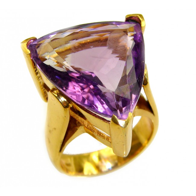 Purple Royalty 25.5 carat Amethyst .925 Sterling Silver dipped in 18K Gold over Handcrafted Ring size 8