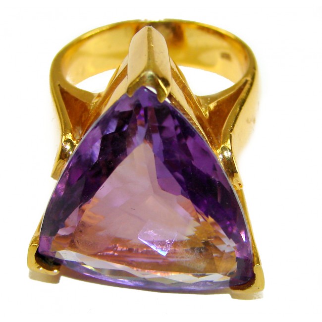 Purple Royalty 25.5 carat Amethyst .925 Sterling Silver dipped in 18K Gold over Handcrafted Ring size 8