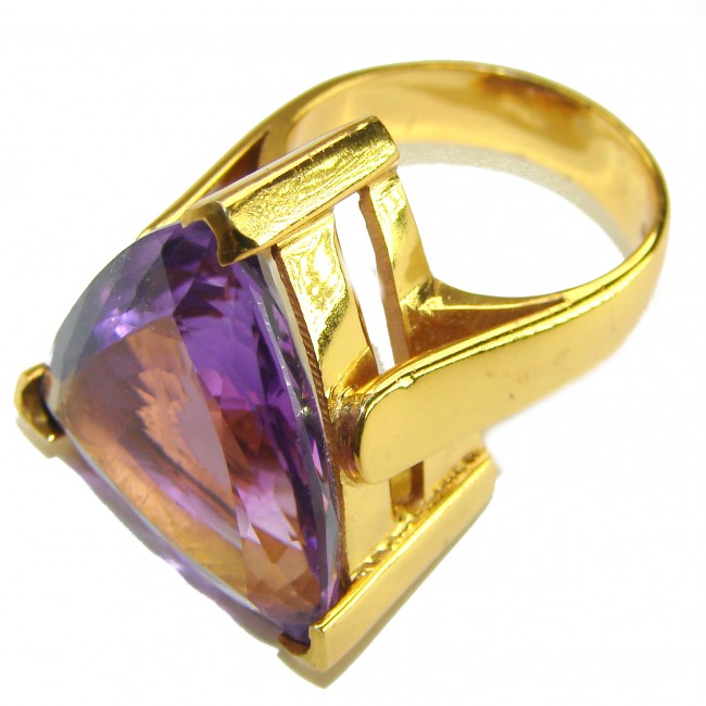 Purple Royalty 25.5 carat Amethyst .925 Sterling Silver dipped in 18K Gold over Handcrafted Ring size 8