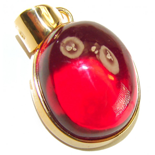 Francesca - authentic 22.5 carat Star Ruby 18K Gold over .925 Sterling Silver handcrafted Pendant - Close-up of Francesca Star Ruby in 18K Gold setting.