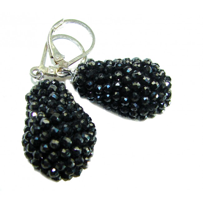 Black Berry Incredible authentic Spinel .925 Sterling Silver handcrafted earrings