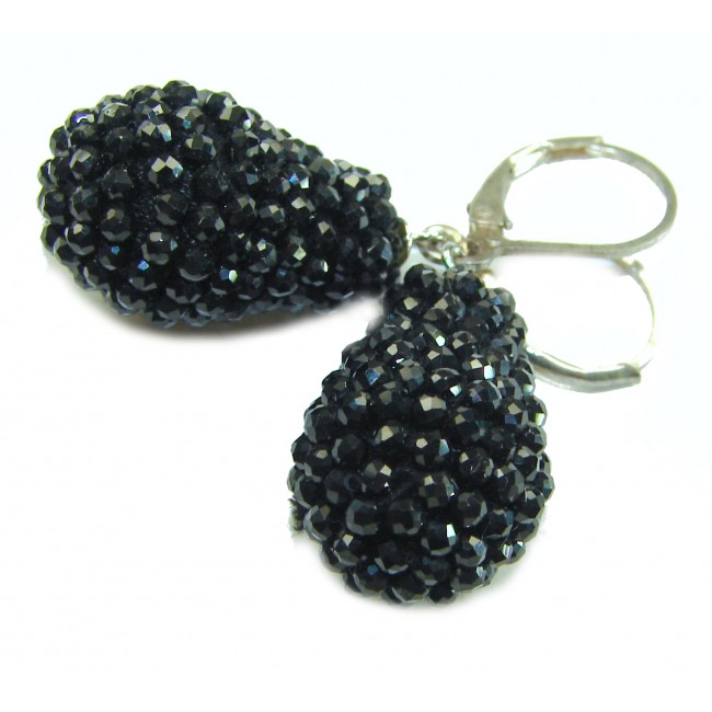 Black Berry Incredible authentic Spinel .925 Sterling Silver handcrafted earrings