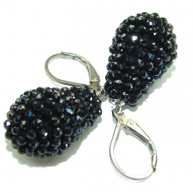 Black Berry Incredible authentic Spinel .925 Sterling Silver handcrafted earrings