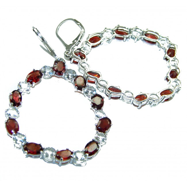 Long - Authentic 10.5ct Garnet White Topaz .925 Sterling Silver handmade earrings