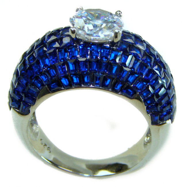 Precious Design oval cut 15.9 CARAT Sapphire White Topaz .925 Sterling Silver Statement Ring s. 8 1/4