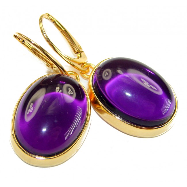 Lavender Beauty authentic 16.2 carat Amethyst 14K Gold over .925 Sterling Silver handcrafted earrings
