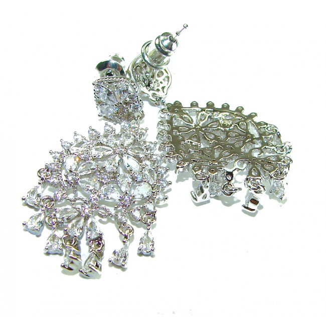 Allure Natural 10.2 carat White Topaz .925 Sterling Silver handcrafted earrings - photo 2