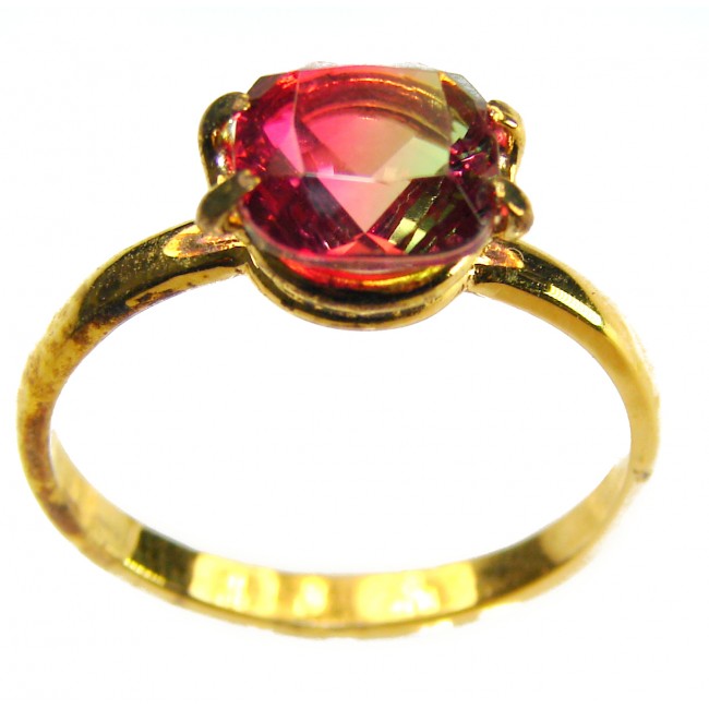 3.8 carat Brazilian Tourmaline .925 Sterling Silver 14K Gold over Perfectly handcrafted Ring s. 8 3/4