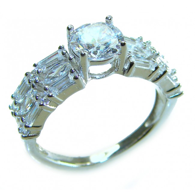 Luxurious 4.2 carat White Topaz .925 Sterling Silver handcrafted Ring s. 5 3/4