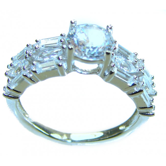 Luxurious 4.2 carat White Topaz .925 Sterling Silver handcrafted Ring s. 5 3/4