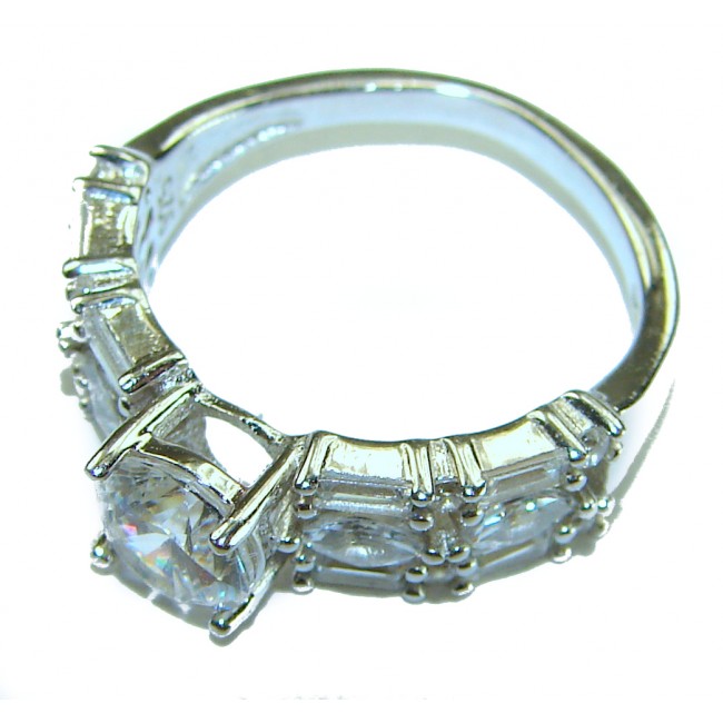Luxurious 4.2 carat White Topaz .925 Sterling Silver handcrafted Ring s. 5 3/4