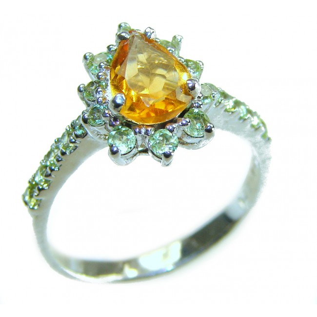 Golden Treasure 4.5 carat Citrine .925 Sterling Silver Handcrafted Ring size 7 1/4
