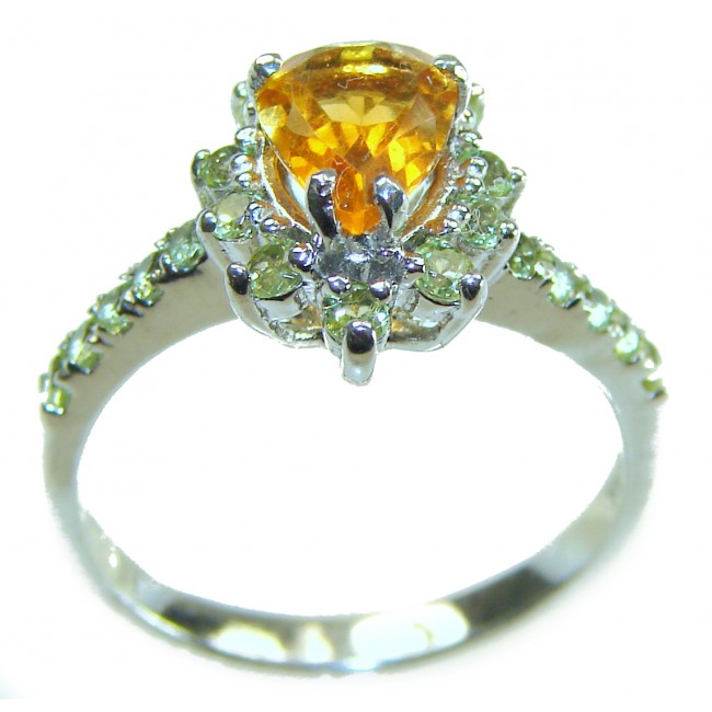 Golden Treasure 4.5 carat Citrine .925 Sterling Silver Handcrafted Ring size 7 1/4