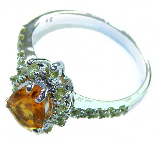 Golden Treasure 4.5 carat Citrine .925 Sterling Silver Handcrafted Ring size 7 1/4