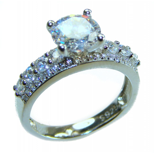 Luxurious 4.2 carat White Topaz .925 Sterling Silver handcrafted Ring s. 7 - photo 3