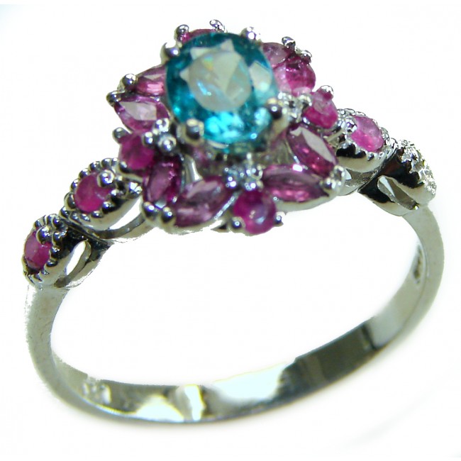 Pure Perfection 2.1 carat GENUINE Apatite Ruby .925 Silver handcrafted Ring s. 9 3/4
