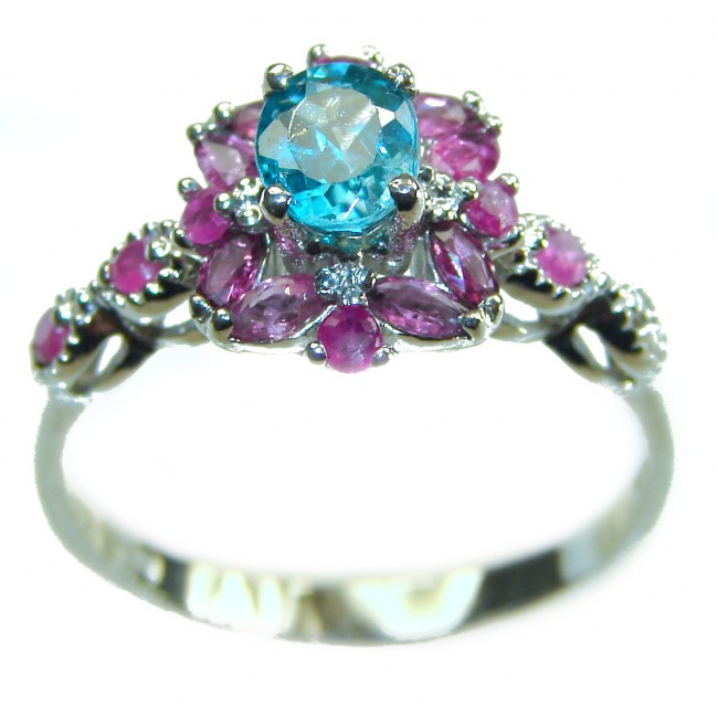 Pure Perfection 2.1 carat GENUINE Apatite Ruby .925 Silver handcrafted Ring s. 9 3/4