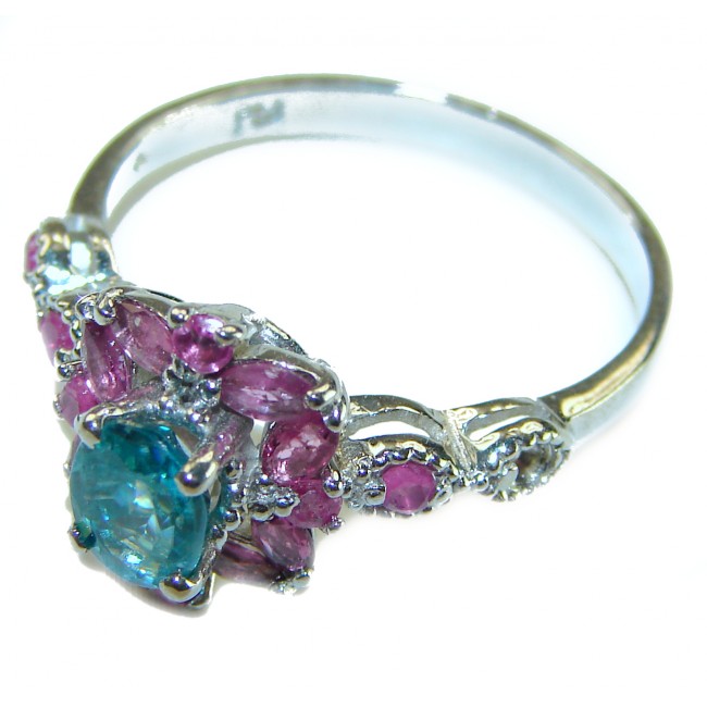 Pure Perfection 2.1 carat GENUINE Apatite Ruby .925 Silver handcrafted Ring s. 9 3/4