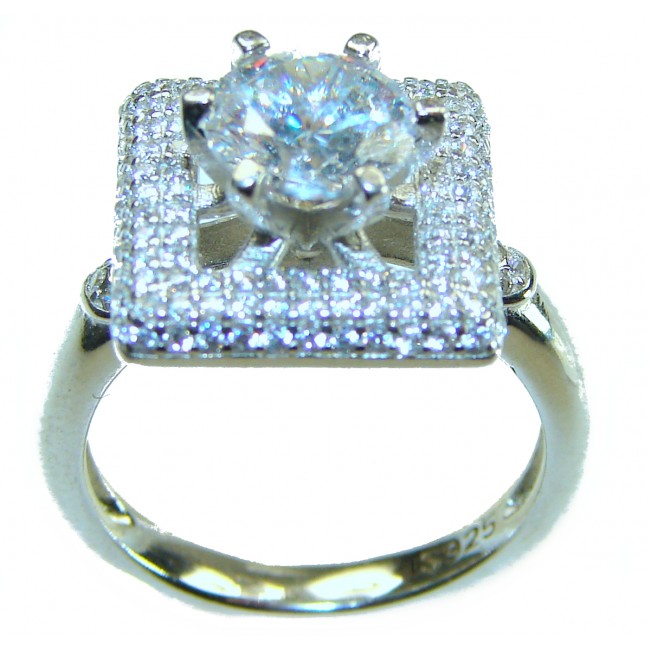 Luxurious 4.2 carat White Topaz .925 Sterling Silver handcrafted Ring s. 7 1/2 - photo 3