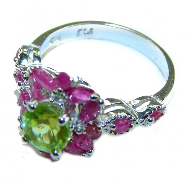 Alessia authentic 4.9 carat round cut Peridot .925 Sterling Silver handmade Ring s. 5 - photo 1