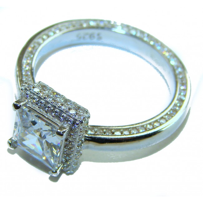 Luxurious 4.2 carat White Topaz .925 Sterling Silver handcrafted Ring s. 9 - photo 1