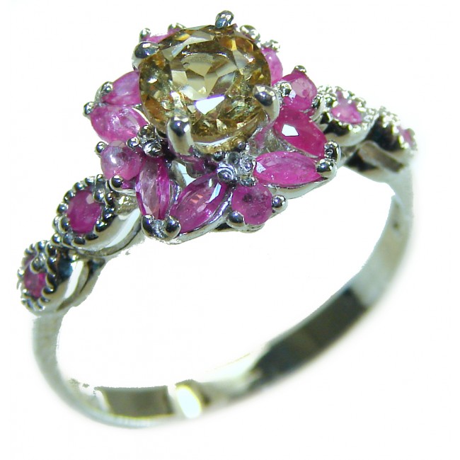 Golden Treasure 4.5 carat Citrine .925 Sterling Silver Handcrafted Ring size 9