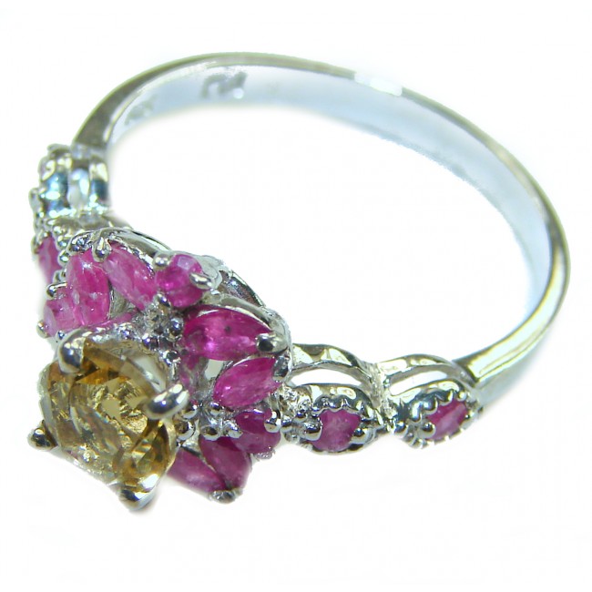 Golden Treasure 4.5 carat Citrine .925 Sterling Silver Handcrafted Ring size 9