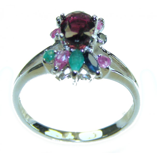 Melody - Vintage Design 4.4 CARAT Garnet .925 Sterling Silver handcrafted ring; s. 8