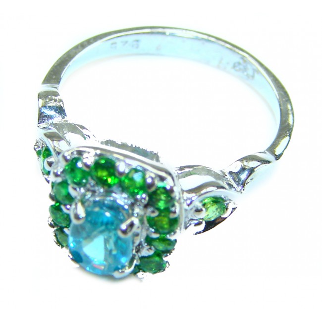 8.5 carat authentic Swiss Blue Topaz .925 Sterling Silver handmade Statement Ring size 6 - photo 1