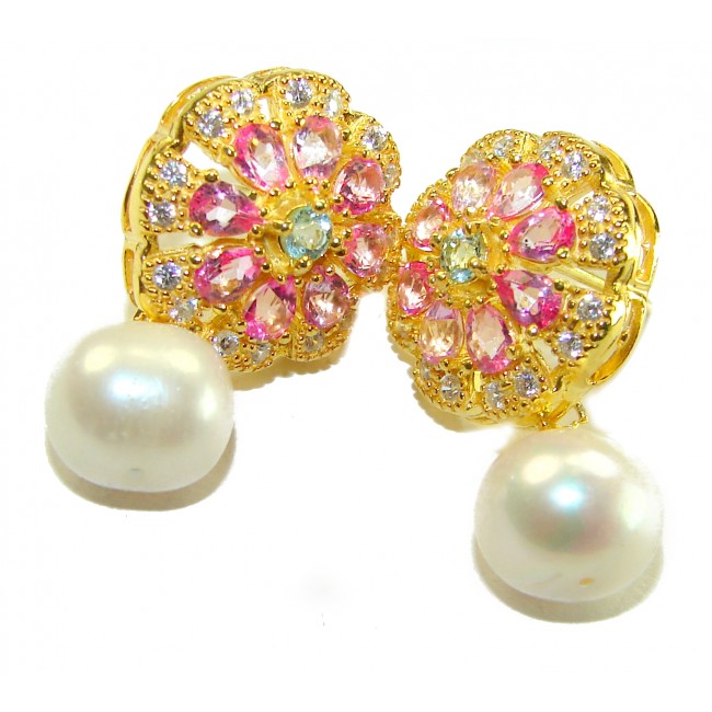 Sublime Pearl Pink Topaz 14K Gold over .925 Sterling Silver handcrafted Earrings - photo 3