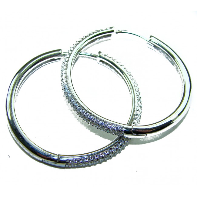 Allure Natural 8.2 carat White Topaz .925 Sterling Silver handcrafted hoop earrings - photo 1