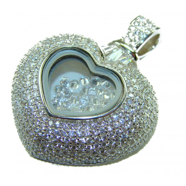 Precious Heart - Floating Memories 4.5 carat White Sapphire .925 Sterling Silver Handcrafted Statement pendant