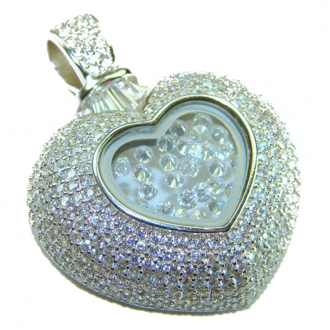 Precious Heart - Floating Memories 4.5 carat White Sapphire .925 Sterling Silver Handcrafted Statement pendant