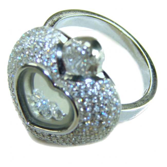 Precious Heart - Floating Memories 10.5 carat White Sapphire .925 Sterling Silver Handcrafted Statement Ring size 6