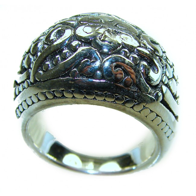Large and Solid Bali made .925 Sterling Silver ring size 9 1/2