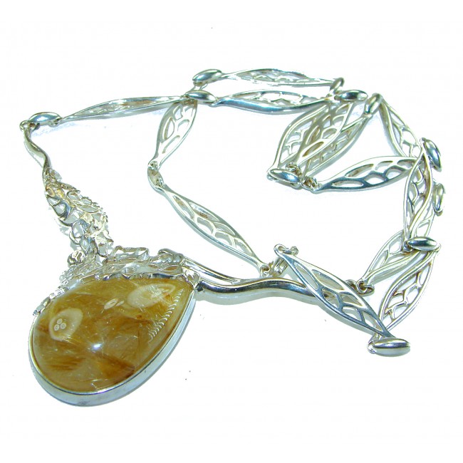 Incredible Design Golden Rutilated Quartz .925 Sterling Silver handcrafted necklace