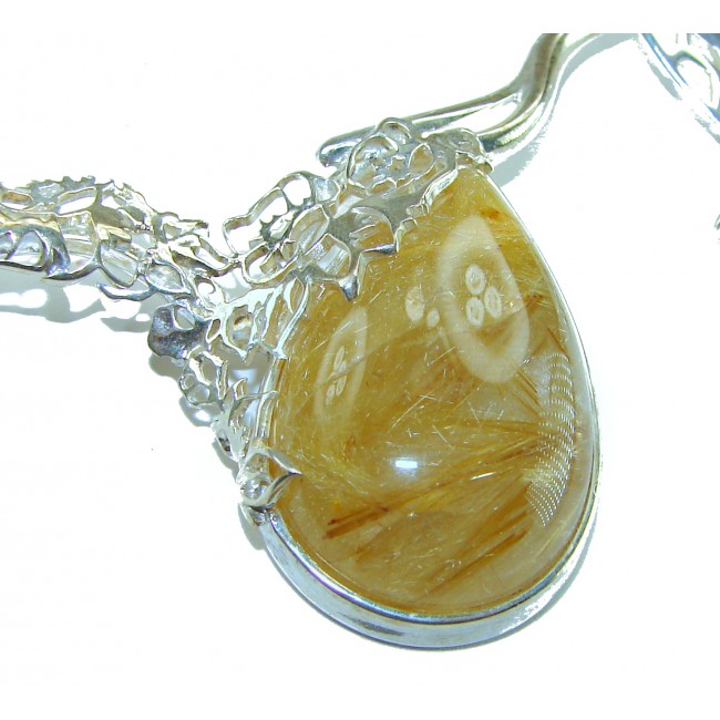Incredible Design Golden Rutilated Quartz .925 Sterling Silver handcrafted necklace