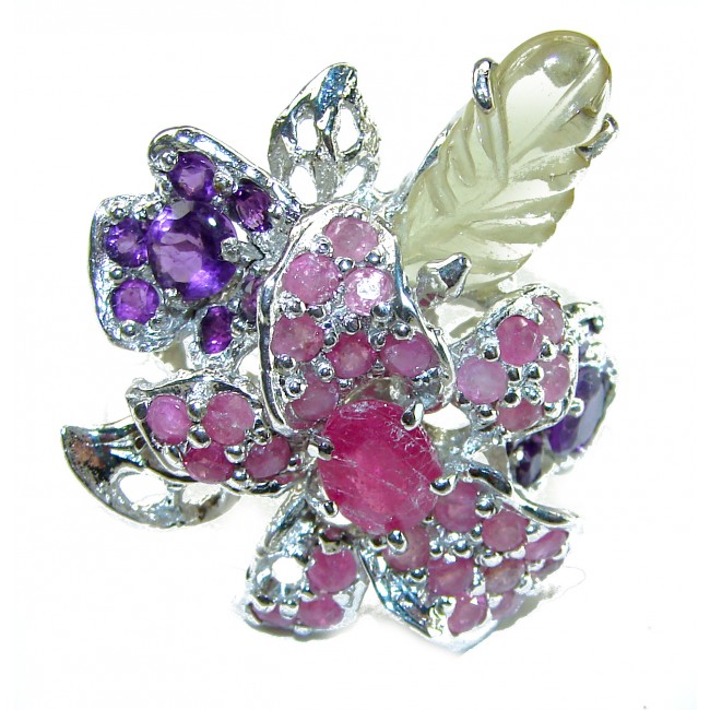 Perfect Balance Genuine carved Authentic Citrine 14K Gold over .925 Sterling Silver handcrafted ring size 8 - photo 2