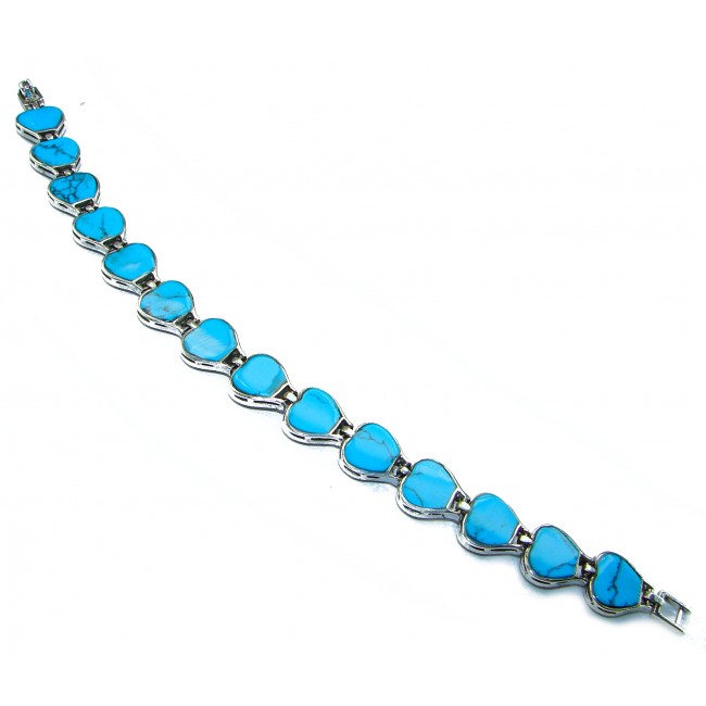 Fantastic inlay Turquoise Marcasite .925 Silver handmade double-sided Bracelet