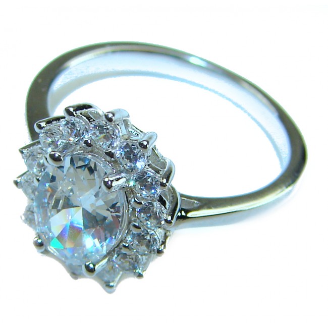 Allure Natural 7.2 carat White Topaz .925 Sterling Silver handcrafted Ring s. 7 - photo 1