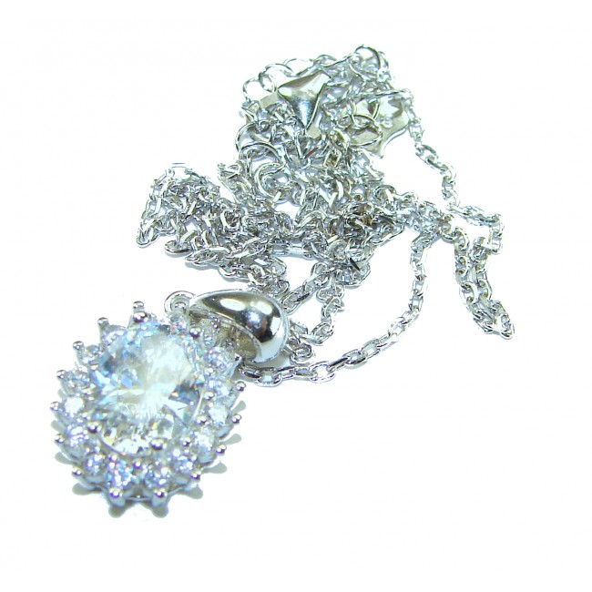 Allure Natural 7.2 carat White Topaz .925 Sterling Silver handcrafted Statement necklace - photo 3