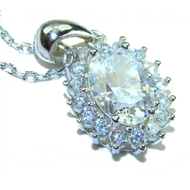 Allure Natural 7.2 carat White Topaz .925 Sterling Silver handcrafted Statement necklace - photo 1